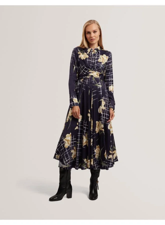 Ted Baker Printed Wrap Detail Midi Dress